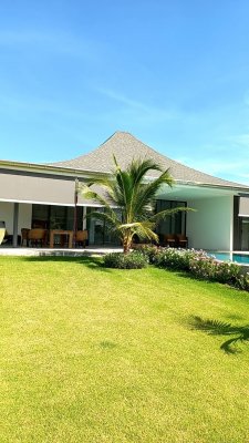Beautiful pool villa on large land plot near Hua Hin city .
